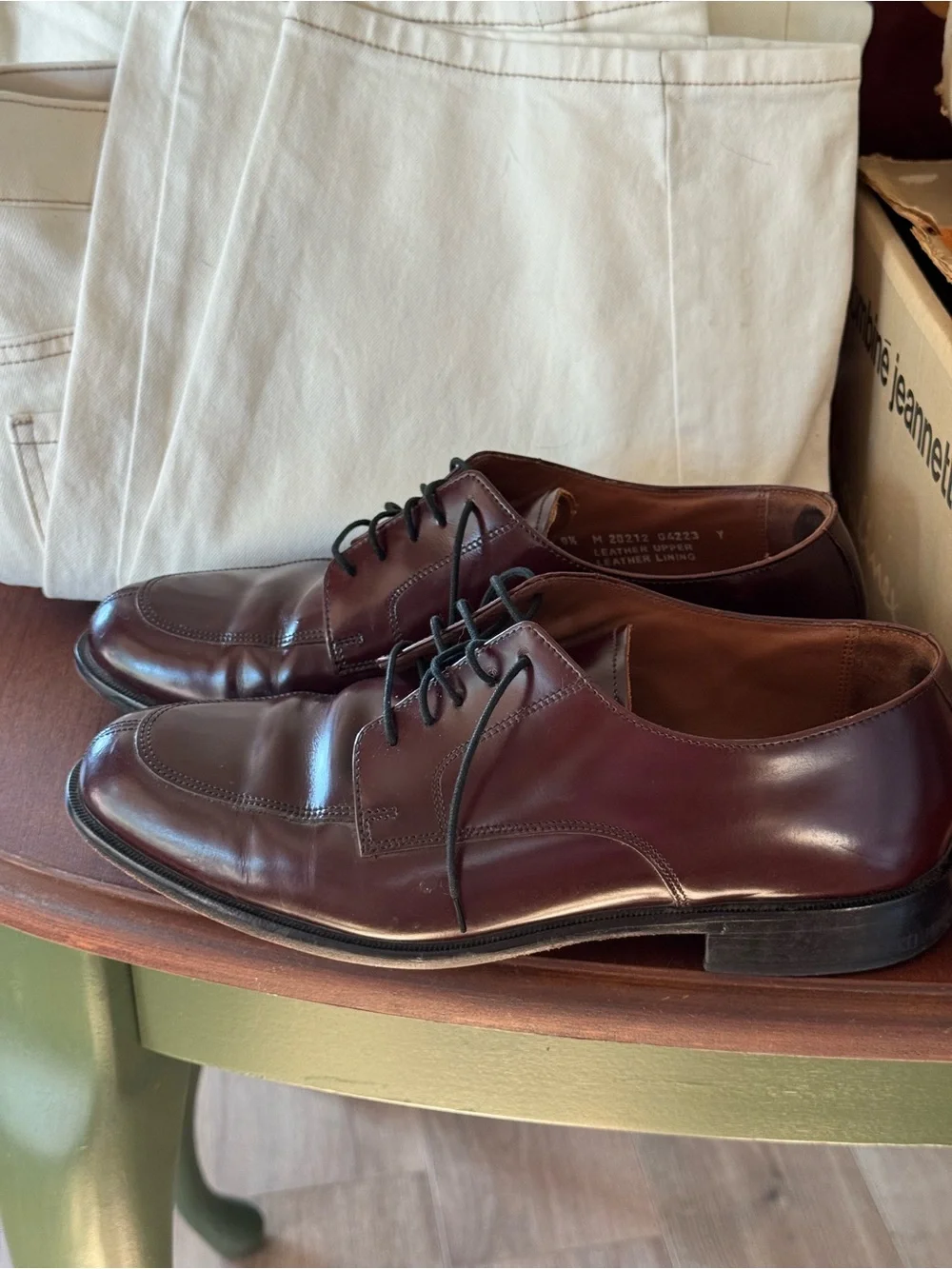Bostonian First Flex Classic Men's Derby Shoes in Burgundy Leather 9 1/2